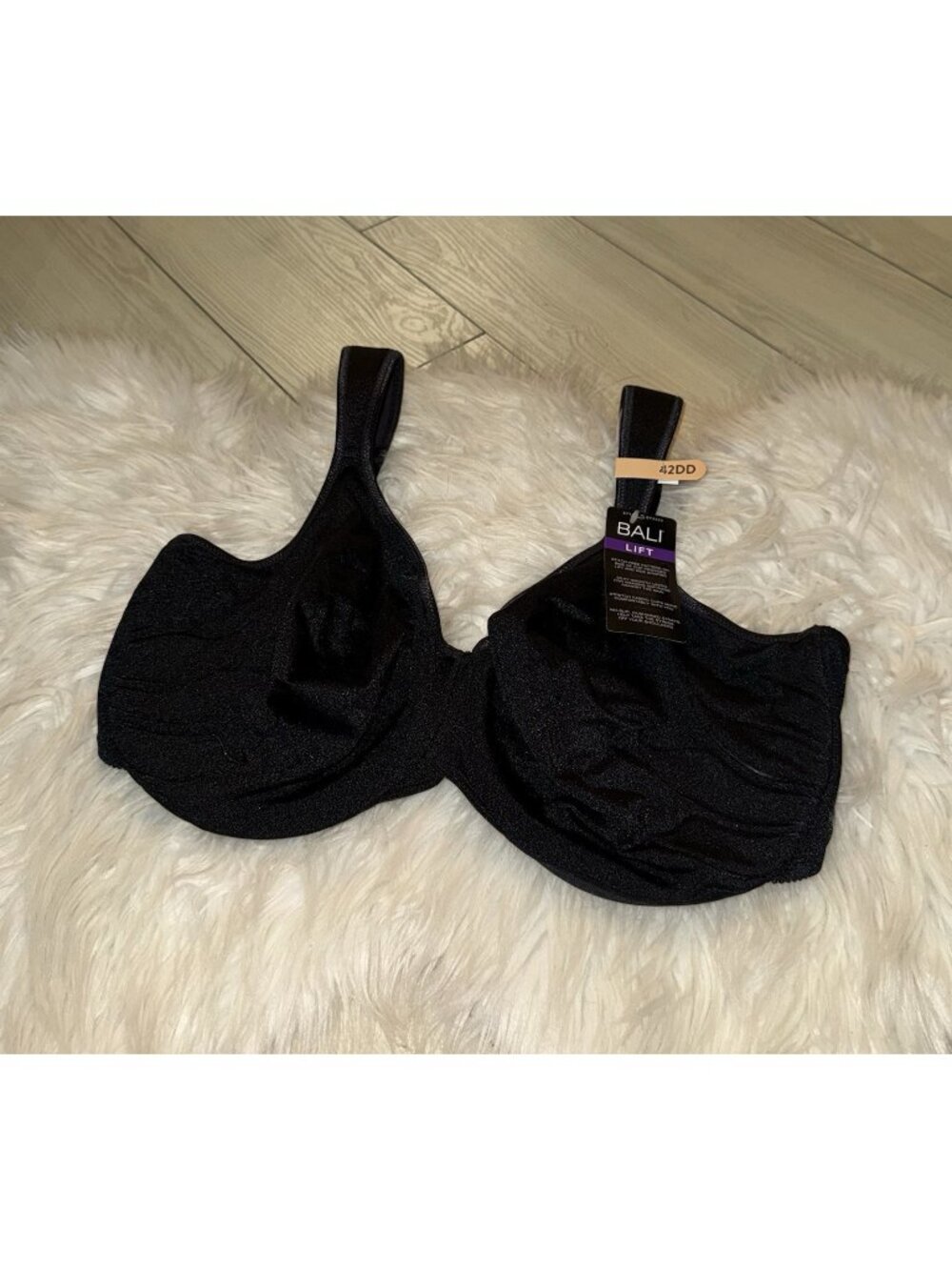 Bali 3353 Live It Up Seamless T Shirt Bra Unlined UW Womens 42DD Black New